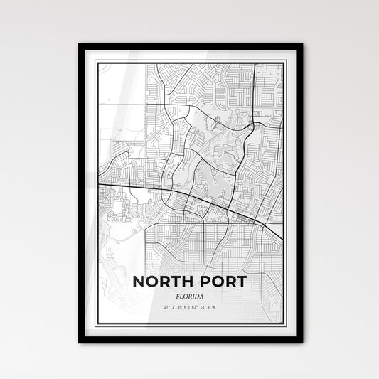 North Port Florida - Scandinavian Style City Map for Modern Home Decor