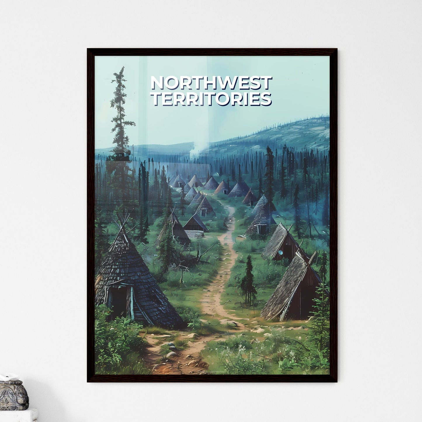 Colorful Native American Hut Artwork - Painting Depicting North American Indigenous Architecture Framed Art