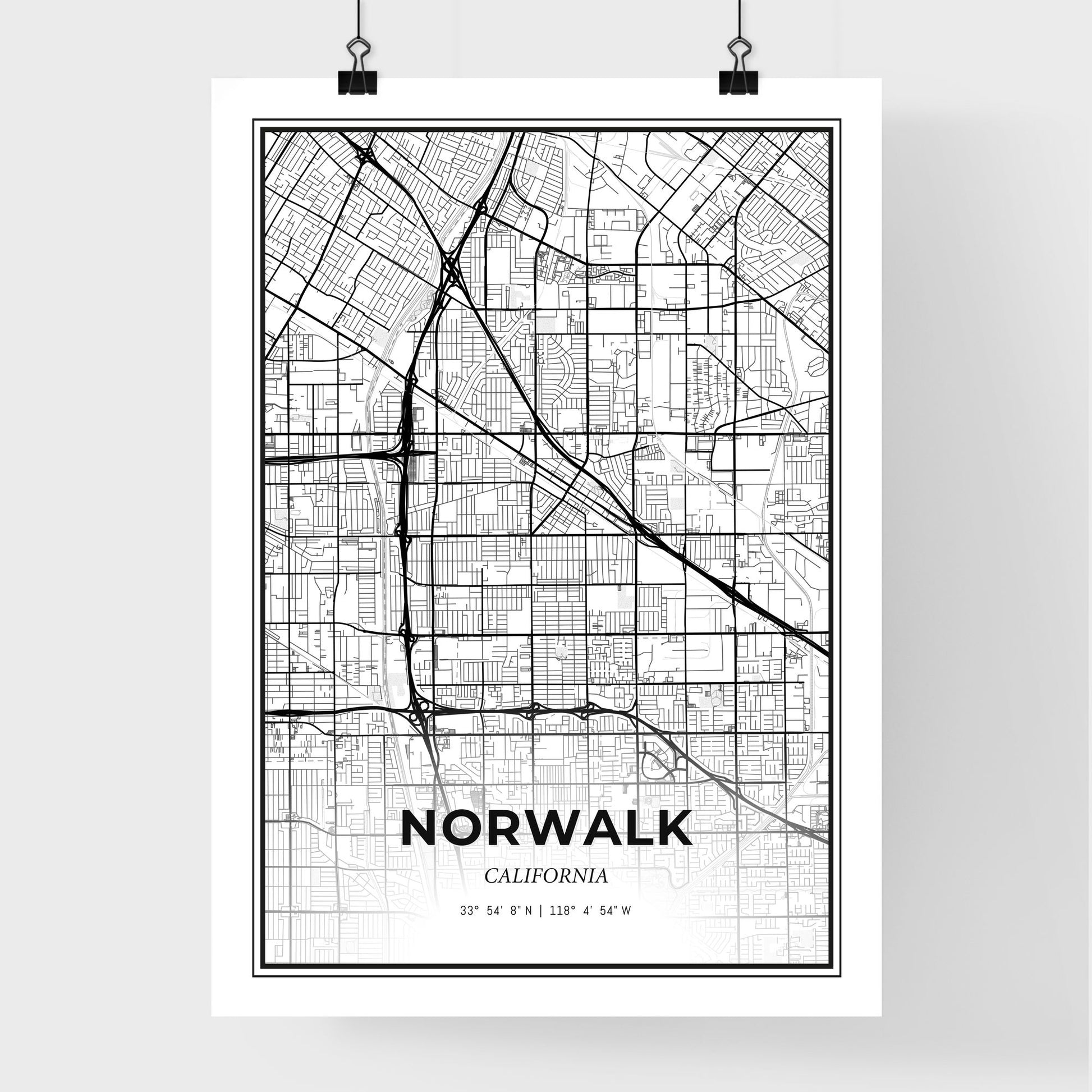 Norwalk California - Premium City Map Poster