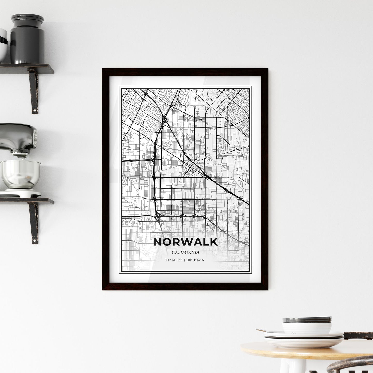 Norwalk California - Minimal City Map