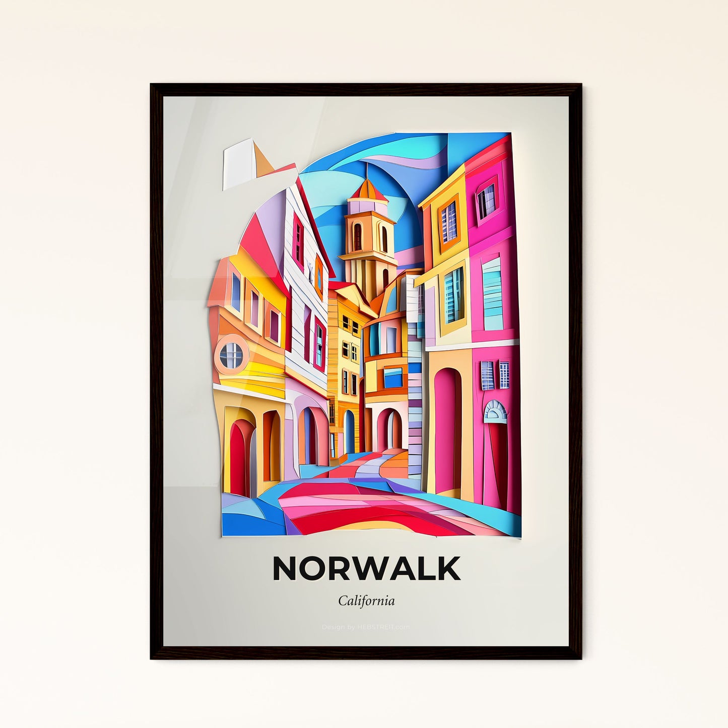 Vivid Norwalk, California - a colorful city scene with a kite flying in the sky