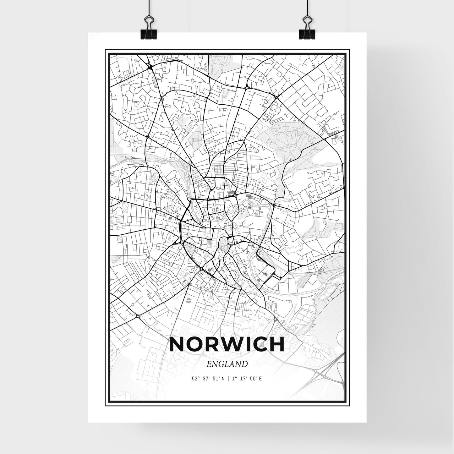 Norwich England - Premium City Map Poster