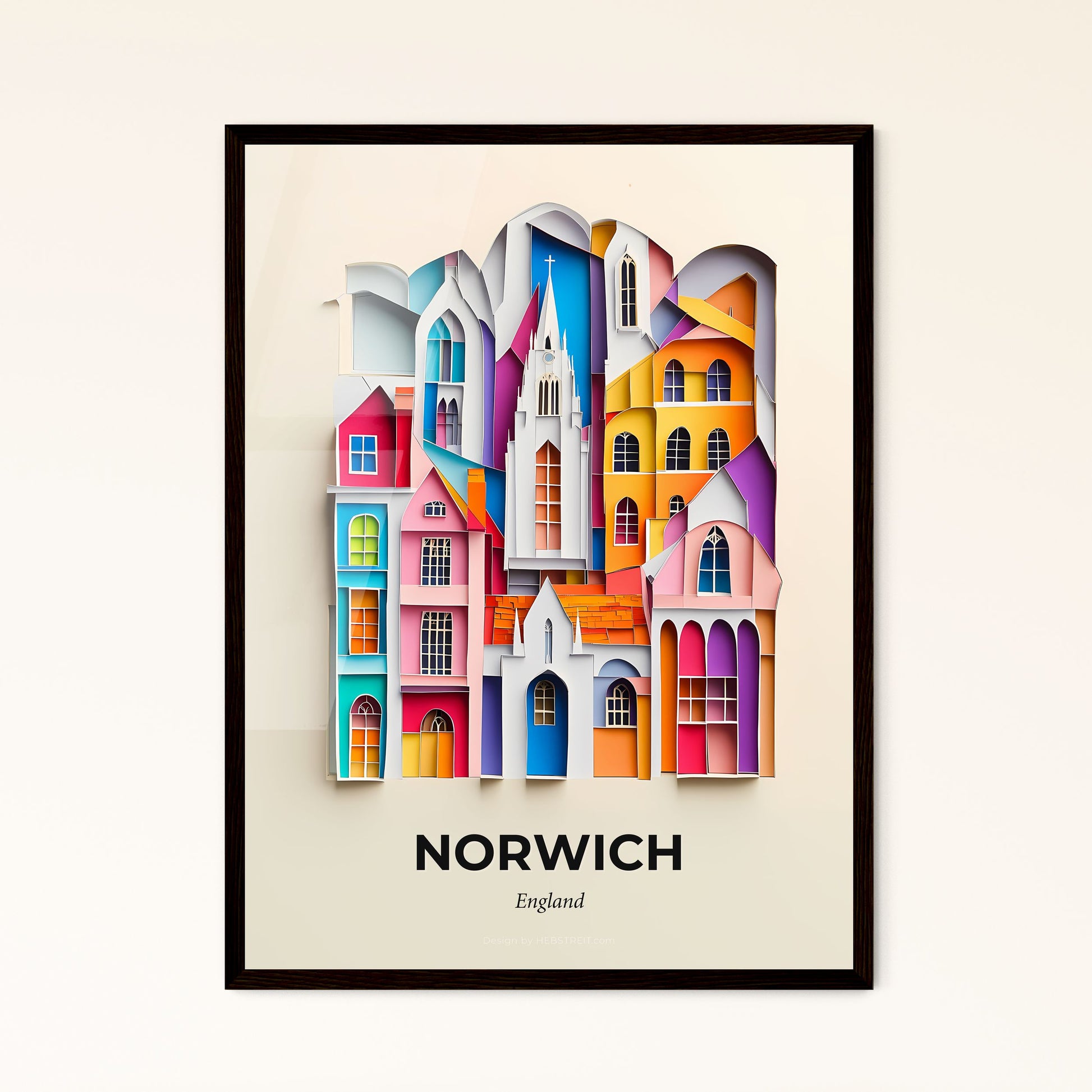 Vivid Norwich, England - a colorful city with a clock on the wall