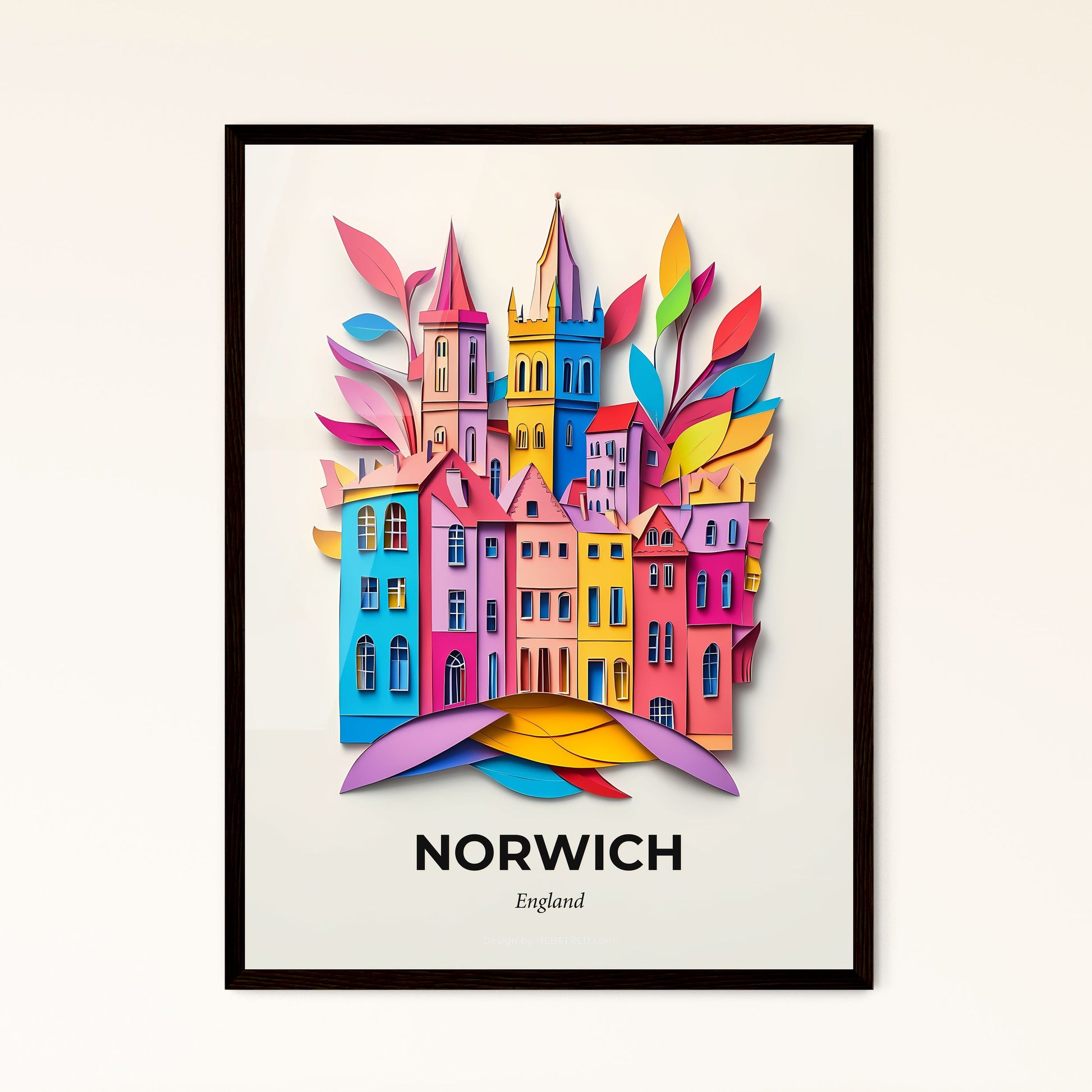 Vivid Norwich, England - a colorful city with a rainbow colored tree