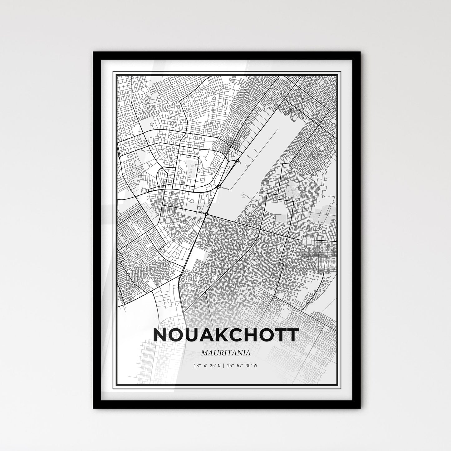 Nouakchott Mauritania - Scandinavian Style City Map for Modern Home Decor