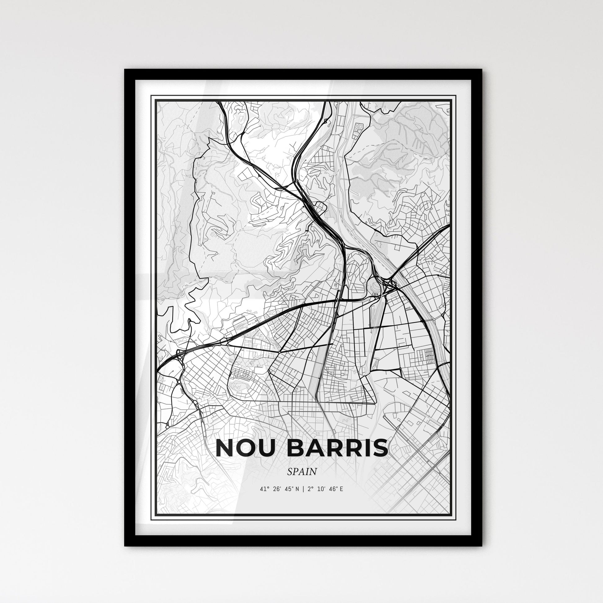 Nou Barris Spain - Scandinavian Style City Map for Modern Home Decor