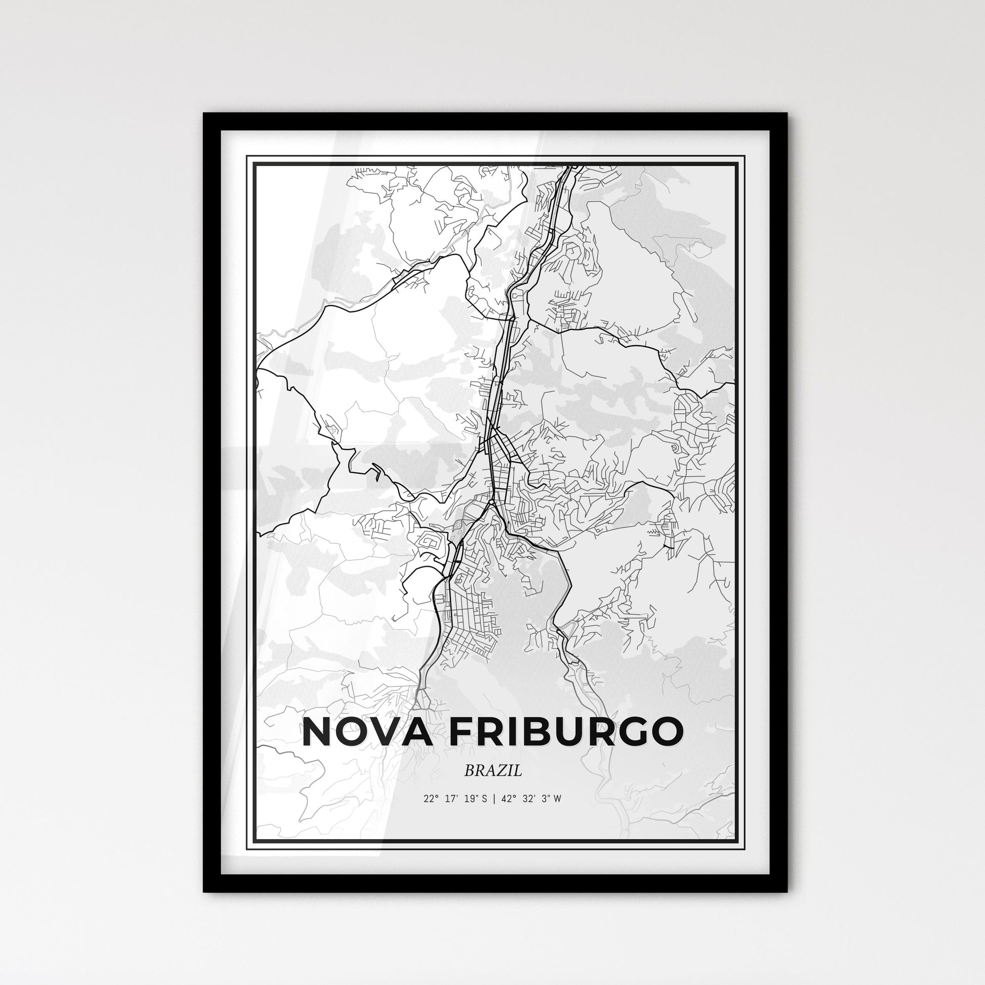 Nova Friburgo Brazil - Scandinavian Style City Map for Modern Home Decor