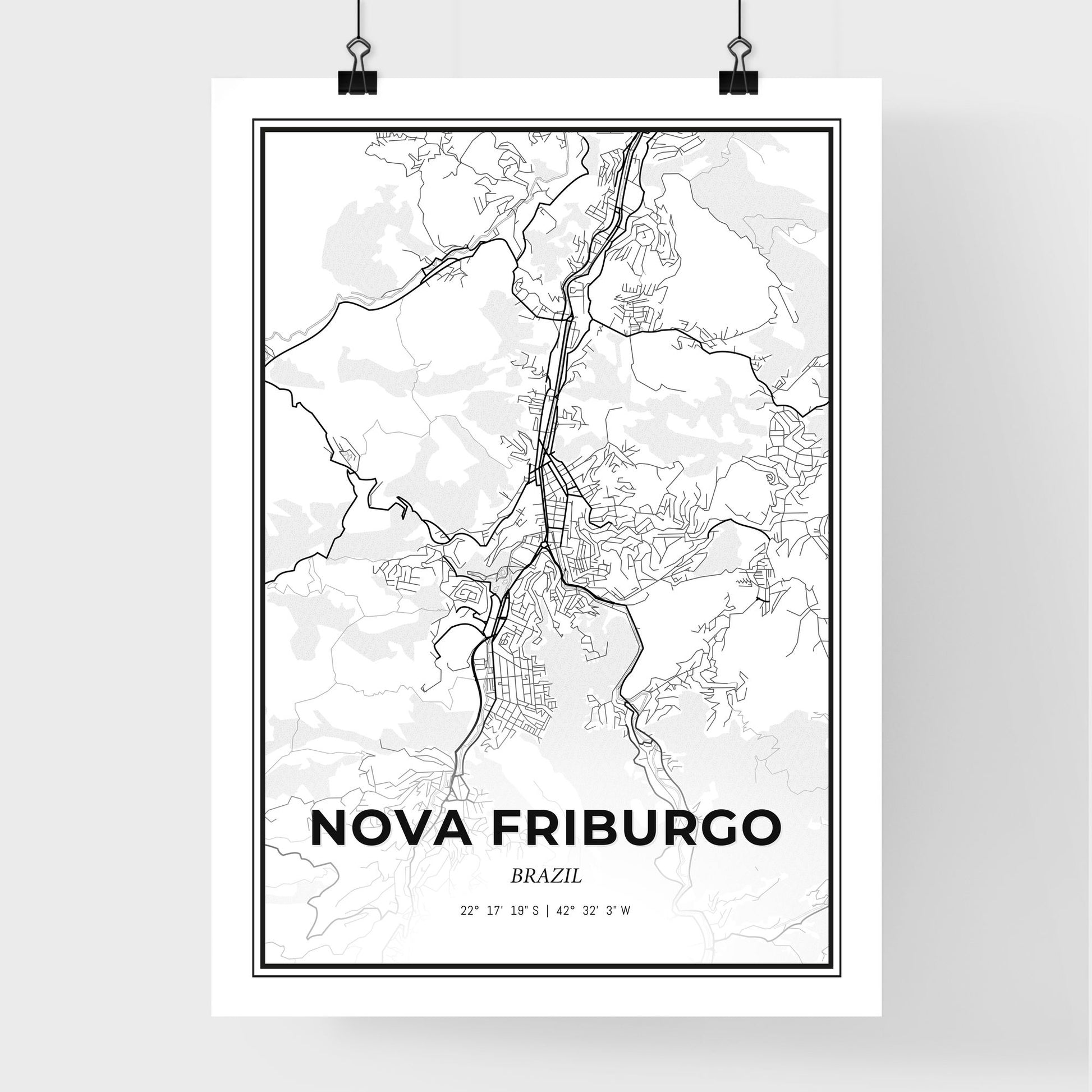 Nova Friburgo Brazil - Premium City Map Poster