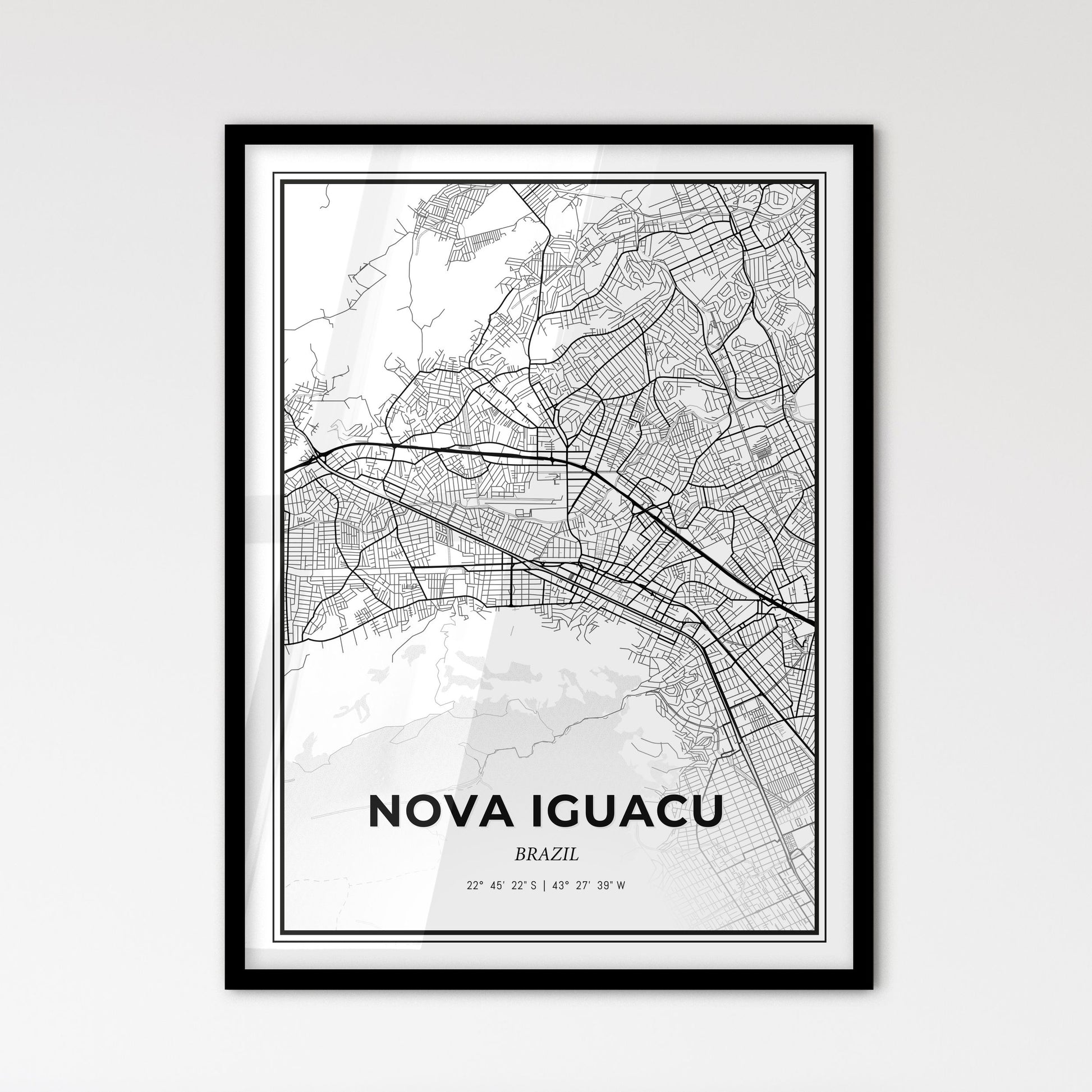 Nova Iguacu Brazil - Scandinavian Style City Map for Modern Home Decor