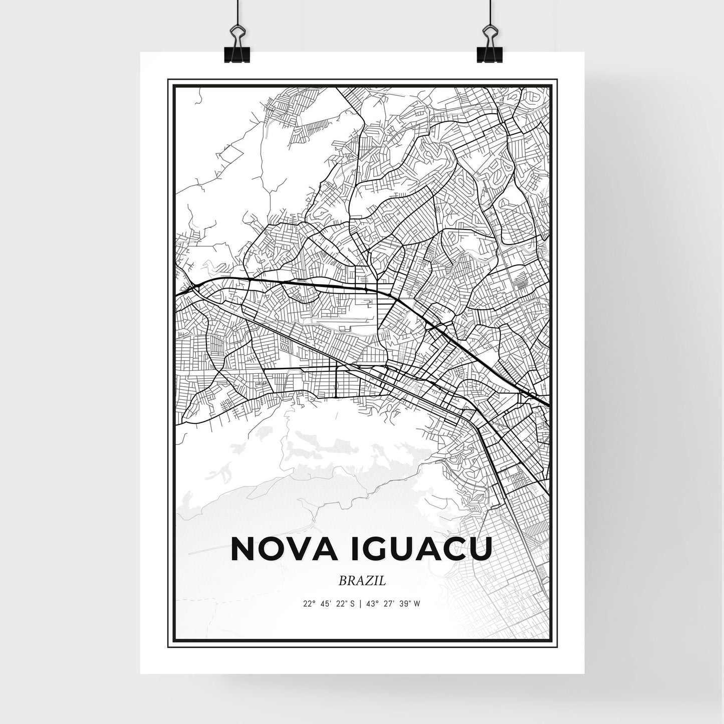 Nova Iguacu Brazil - Premium City Map Poster