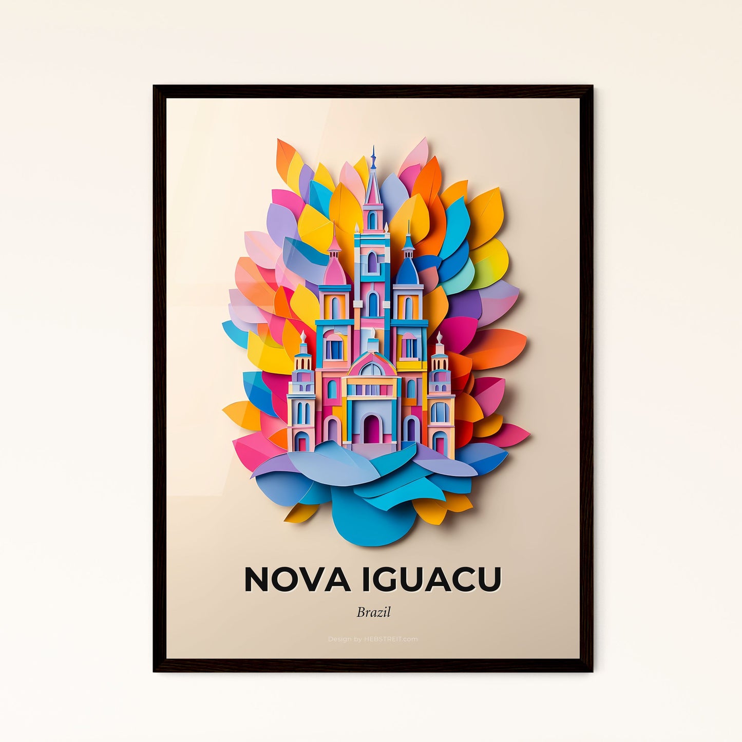 Vivid Nova Iguacu, Brazil - a colorful paper cut of a castle surrounded by leaves