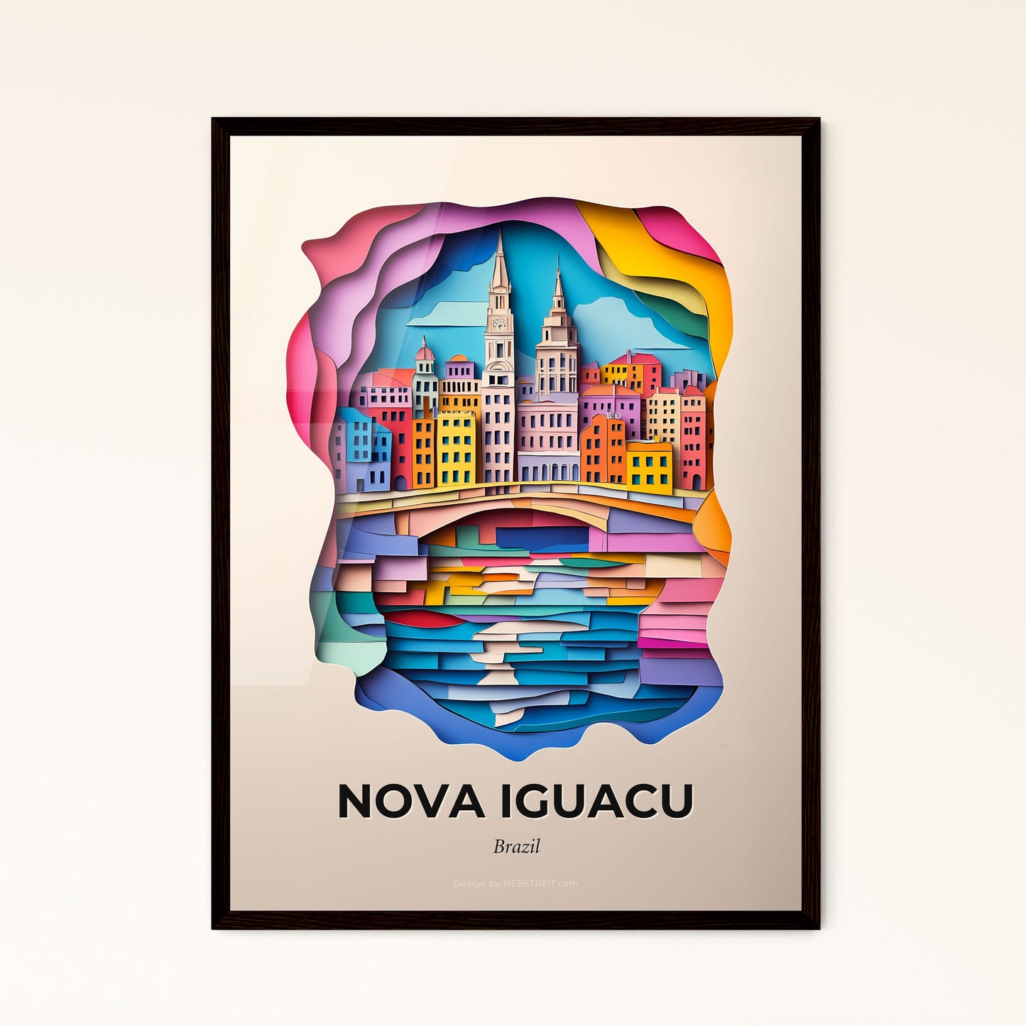 Vivid Nova Iguacu, Brazil - a paper cut of a city with a bridge