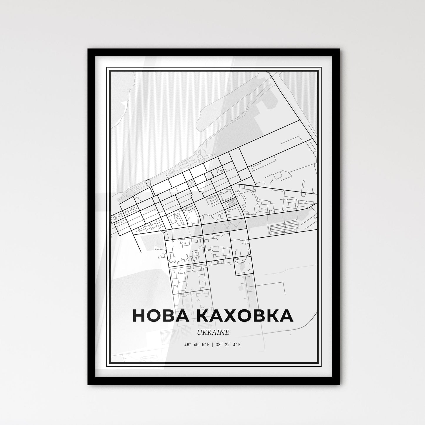 Nova Kakhovka Ukraine - Scandinavian Style City Map for Modern Home Decor