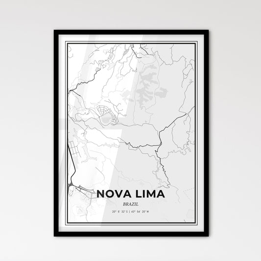 Nova Lima Brazil - Scandinavian Style City Map for Modern Home Decor