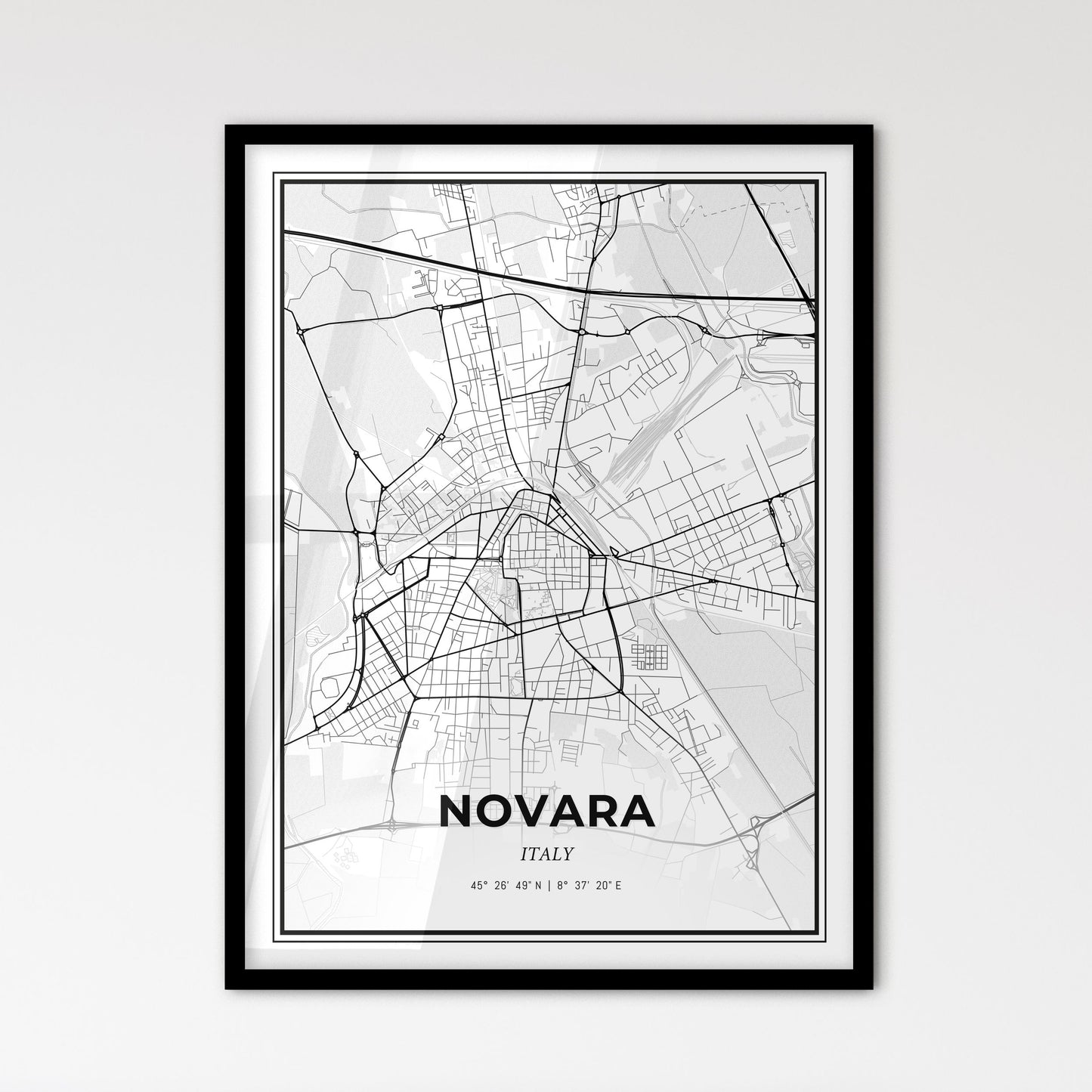 Novara Italy - Scandinavian Style City Map for Modern Home Decor