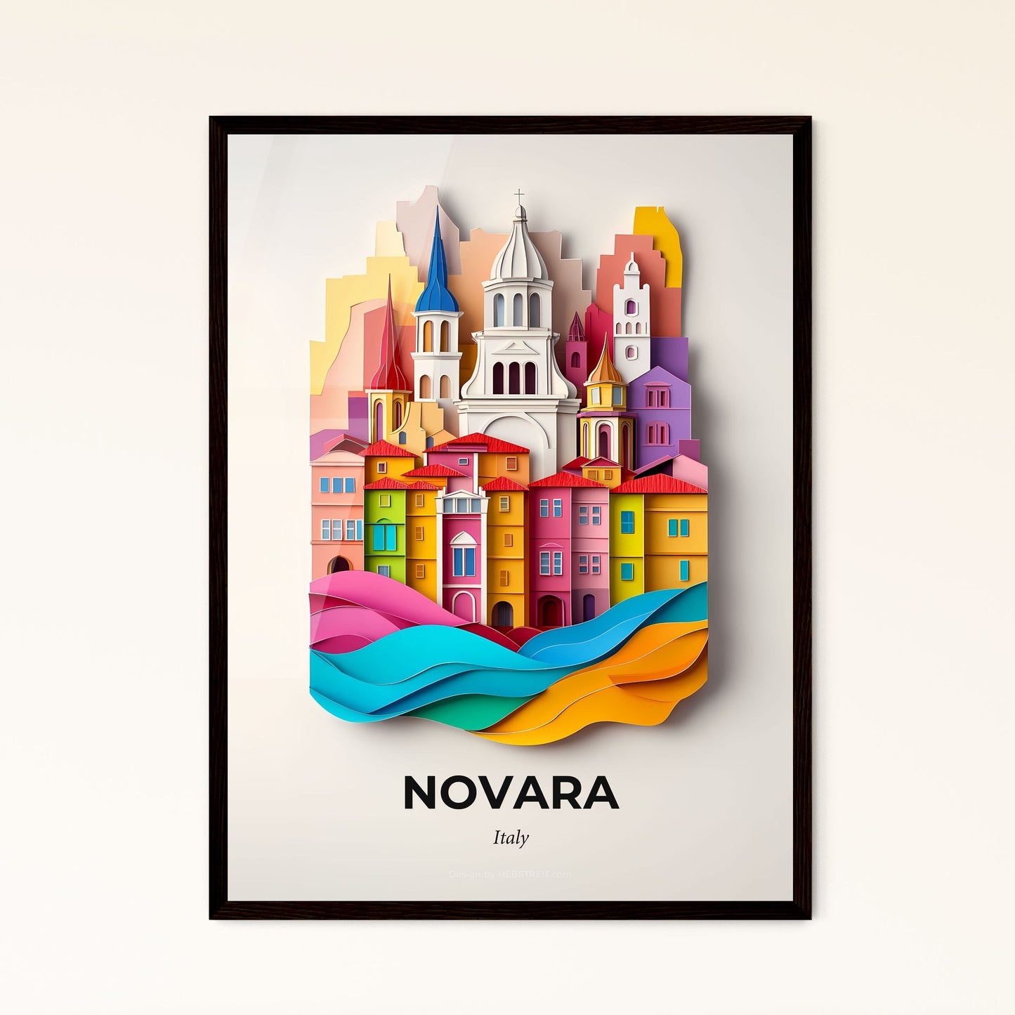 Vivid Novara, Italy - a colorful city with a church and a river