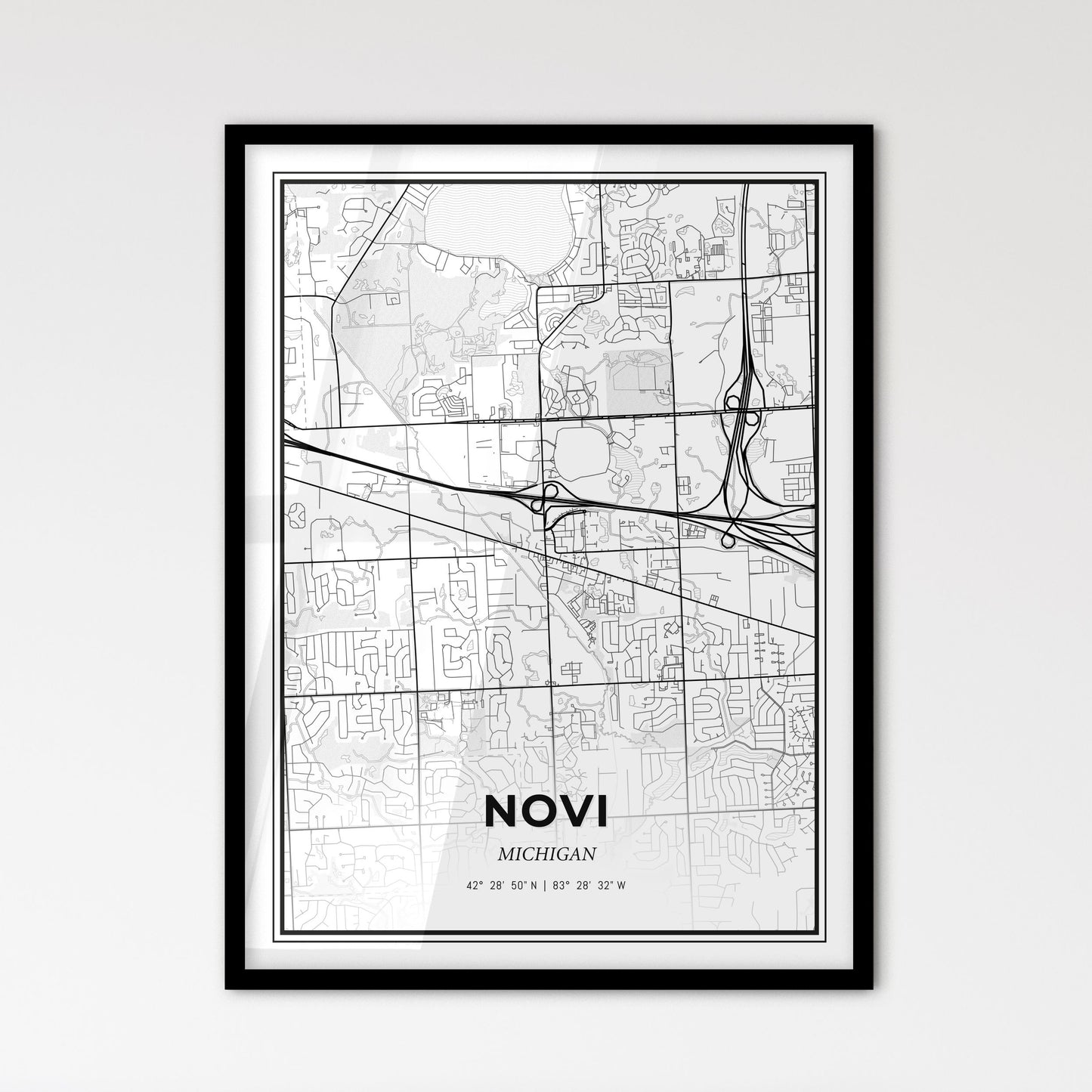 Novi Michigan - Scandinavian Style City Map for Modern Home Decor