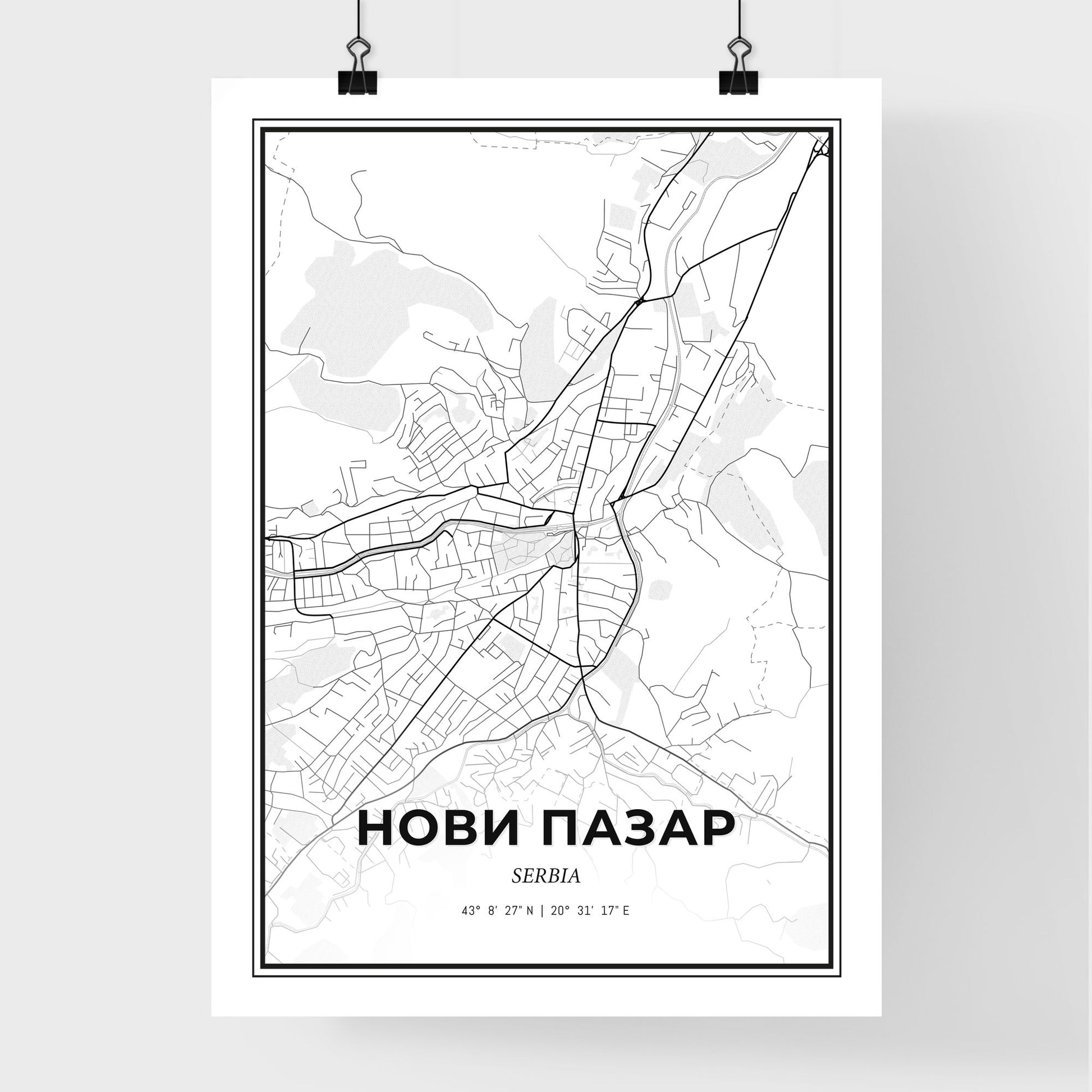 Novi Pazar Serbia - Premium City Map Poster