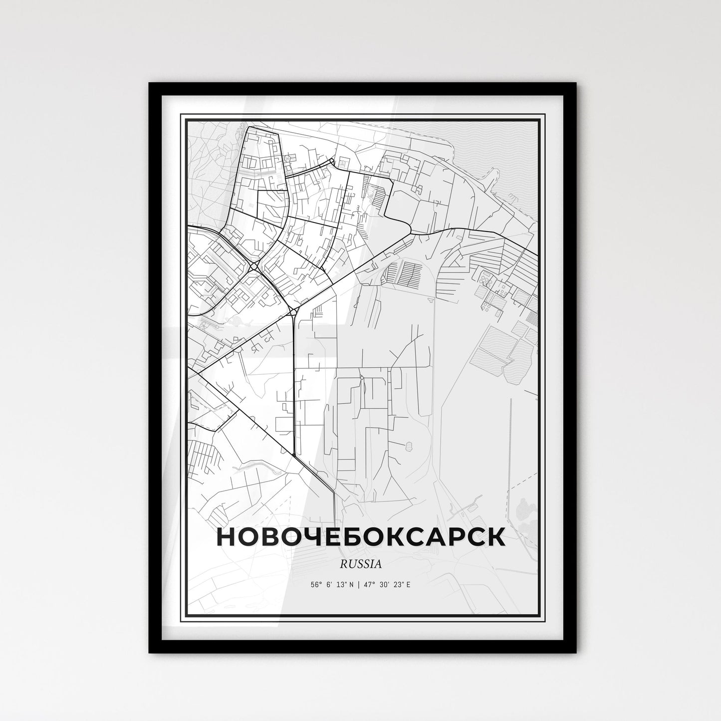 Novocheboksarsk Russia - Scandinavian Style City Map for Modern Home Decor