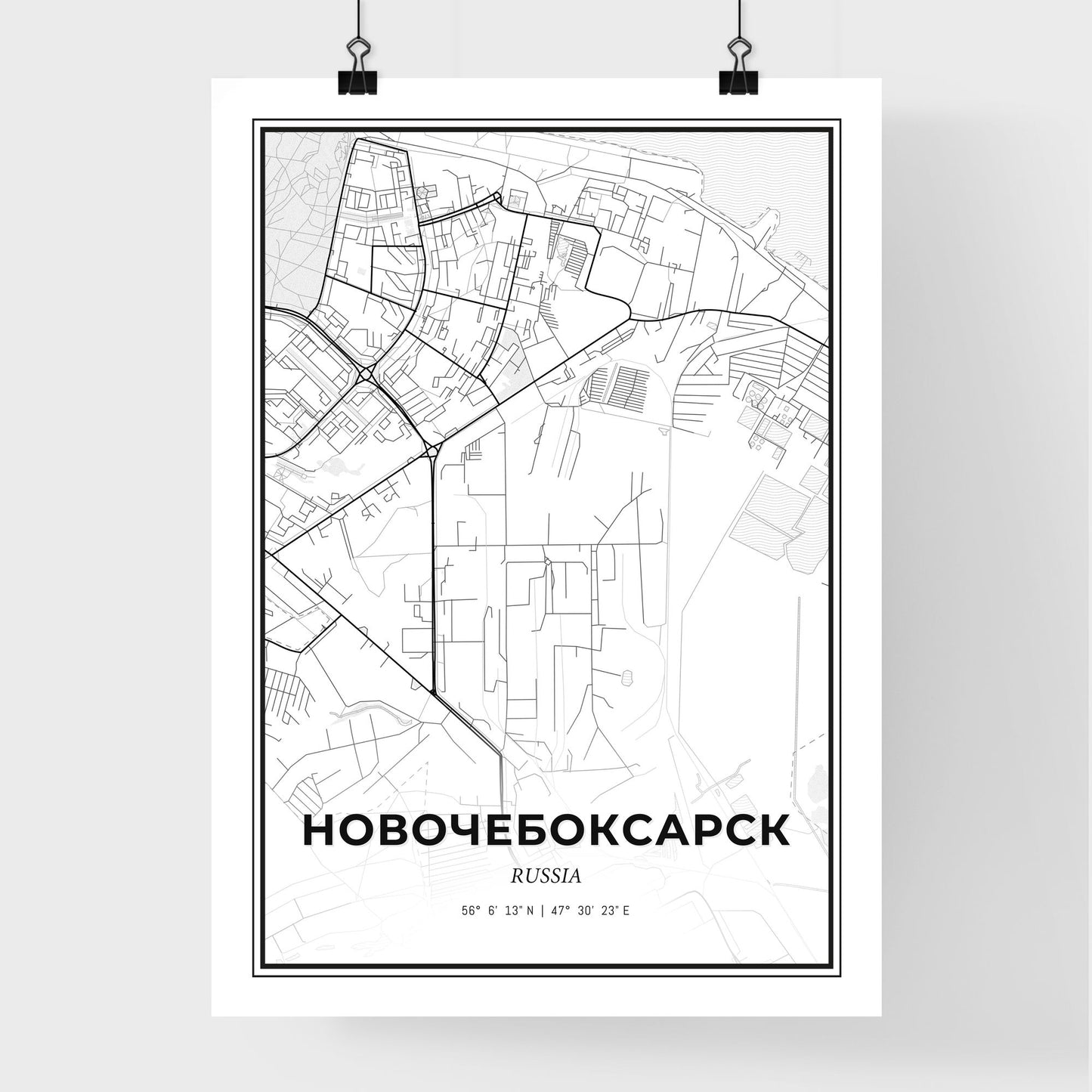 Novocheboksarsk Russia - Premium City Map Poster