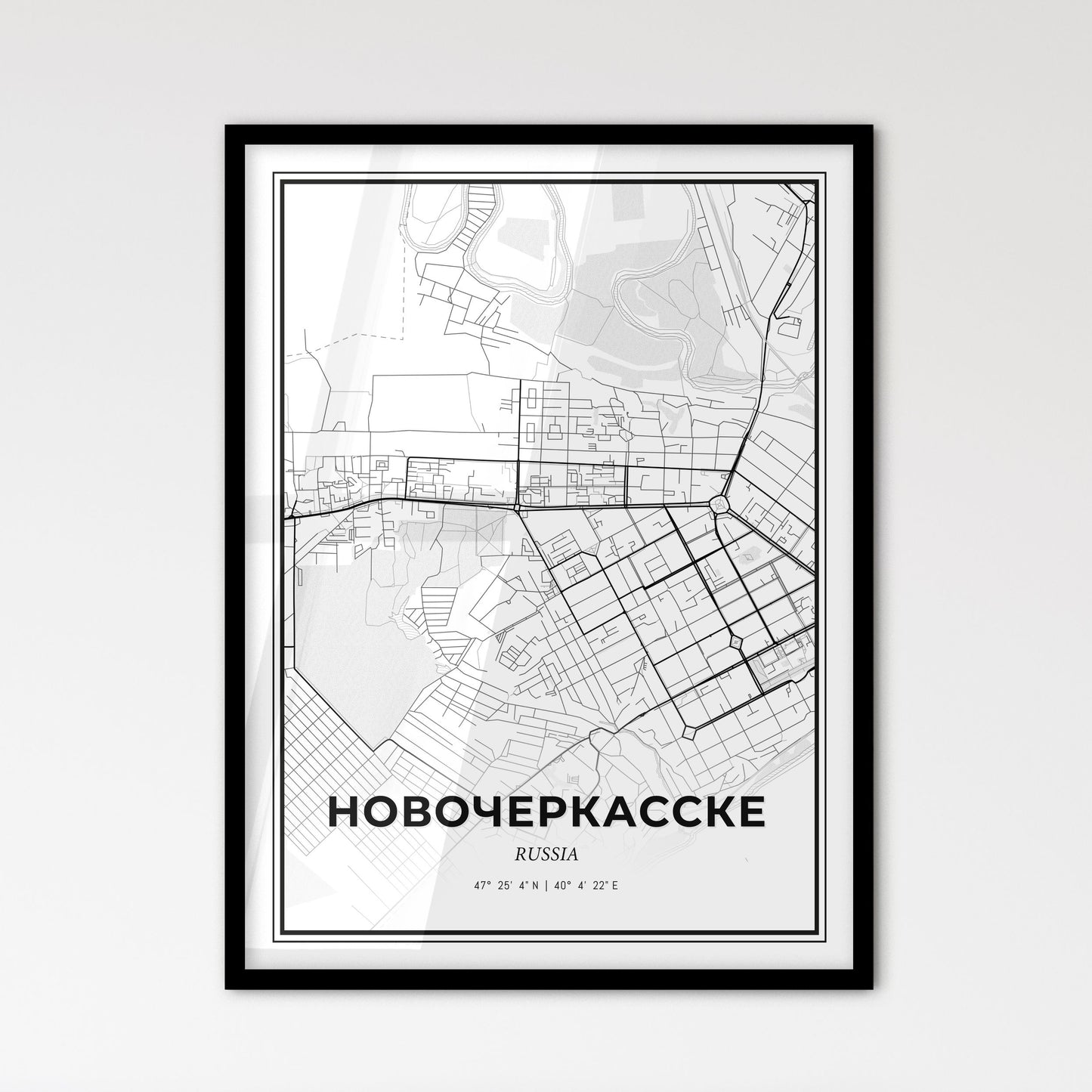 Novocherkassk Russia - Scandinavian Style City Map for Modern Home Decor