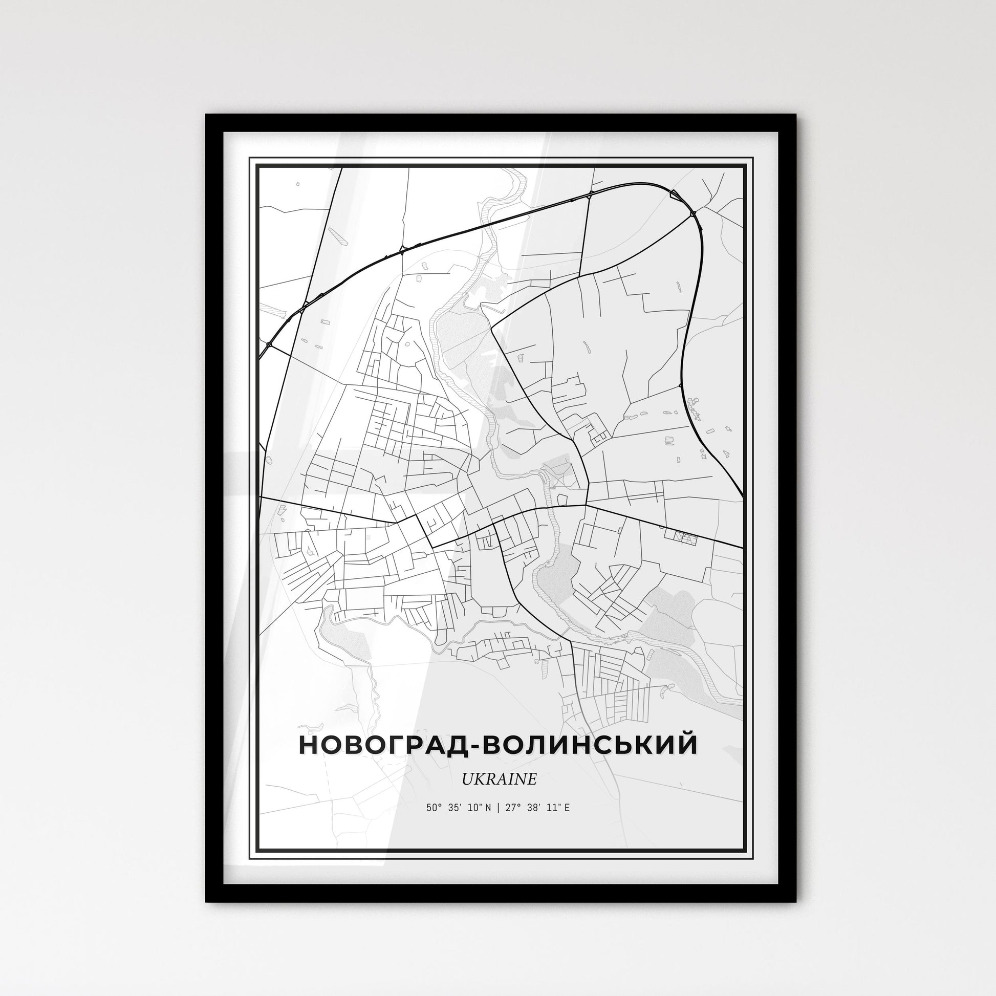 Novohrad-Volynskyi Ukraine - Scandinavian Style City Map for Modern Home Decor
