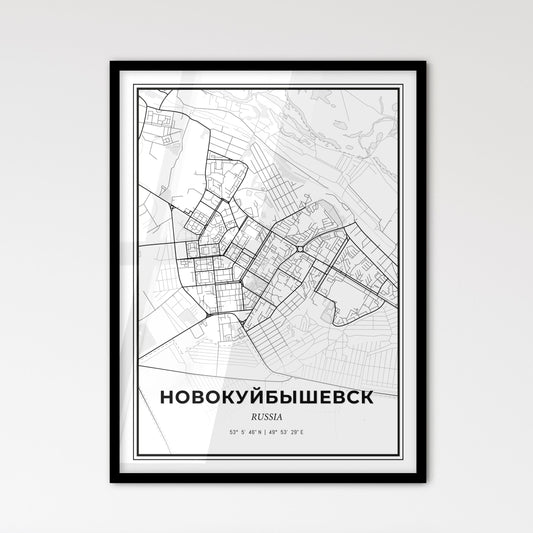 Novokuybyshevsk Russia - Scandinavian Style City Map for Modern Home Decor