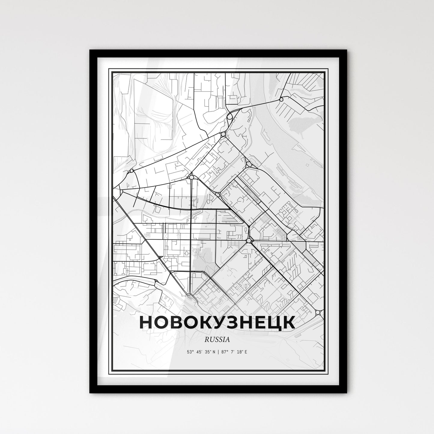 Novokuznetsk Russia - Scandinavian Style City Map for Modern Home Decor