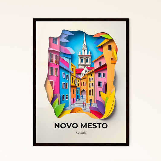 Vivid Novo Mesto, Slovenia - a colorful city with a clock on the wall