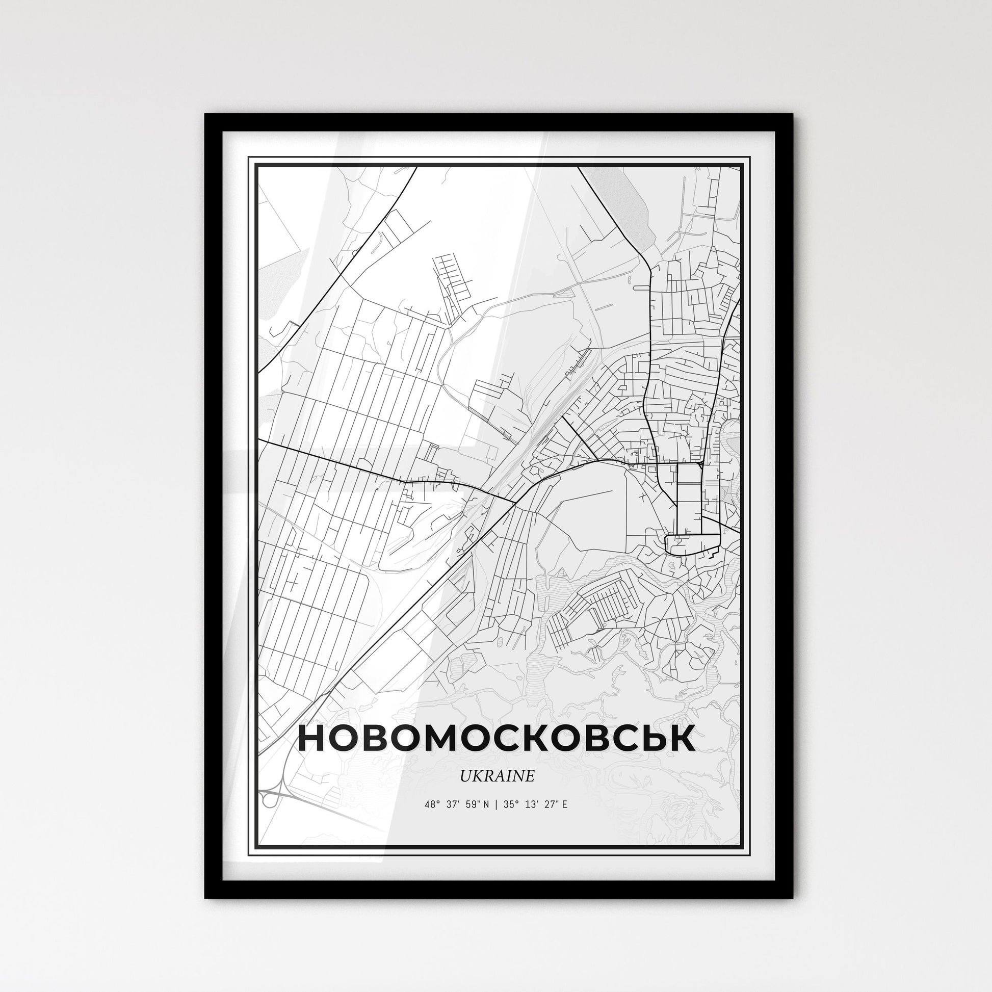 Novomoskovsk Ukraine - Scandinavian Style City Map for Modern Home Decor