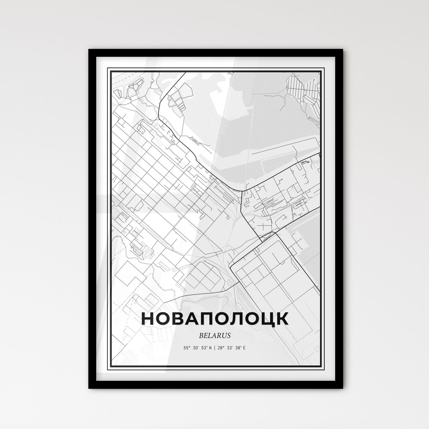 Novopolotsk Belarus - Scandinavian Style City Map for Modern Home Decor