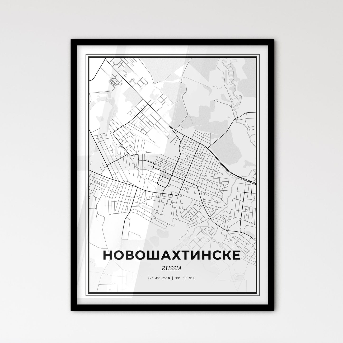 Novoshakhtinsk Russia - Scandinavian Style City Map for Modern Home Decor