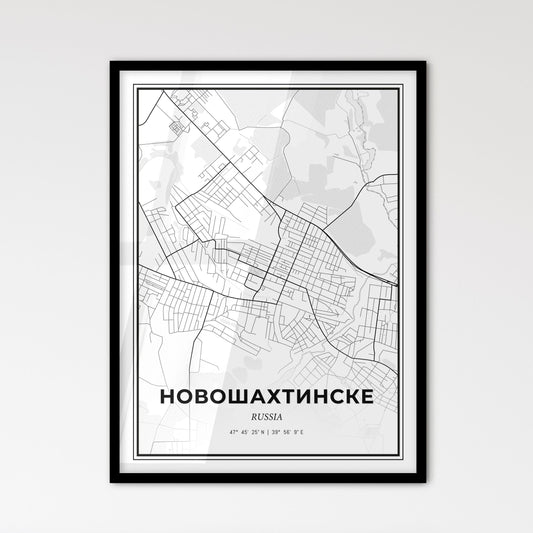 Novoshakhtinsk Russia - Scandinavian Style City Map for Modern Home Decor