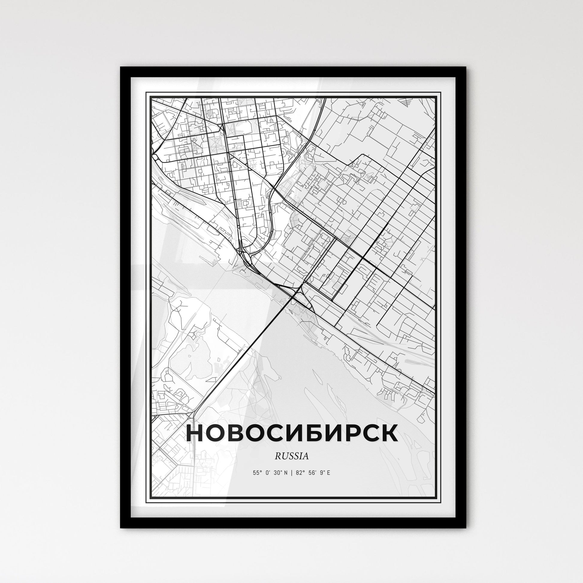 Novosibirsk Russia - Scandinavian Style City Map for Modern Home Decor