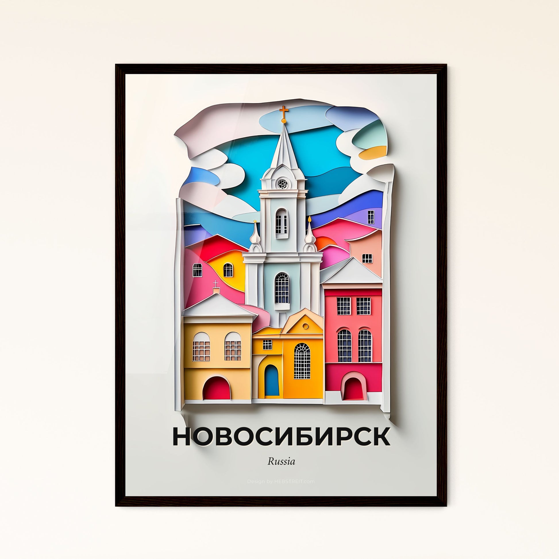 Vivid Novosibirsk, Russia - a paper cut of a church with a sky background