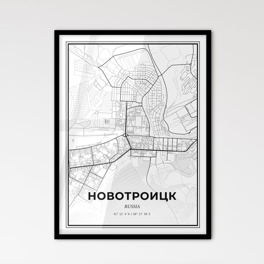 Novotroitsk Russia - Scandinavian Style City Map for Modern Home Decor