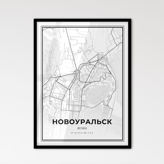 Novouralsk Russia - Scandinavian Style City Map for Modern Home Decor