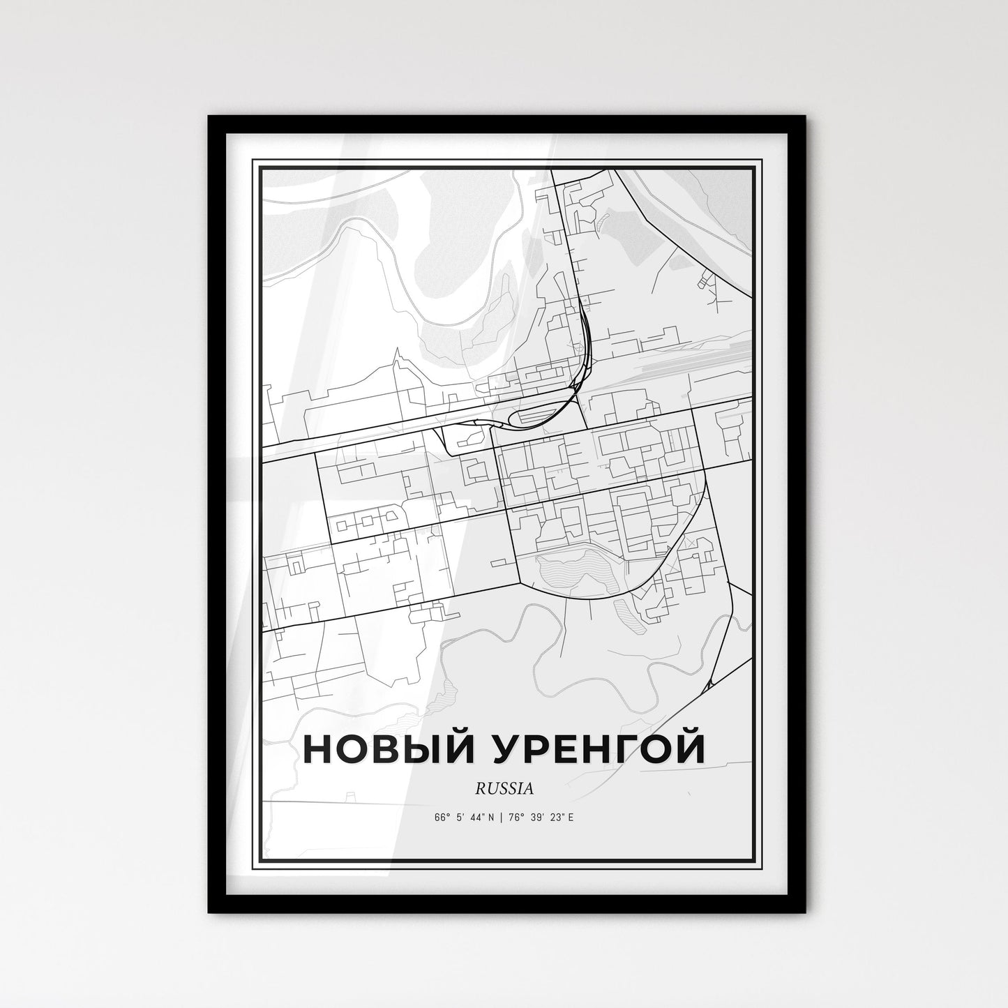 Novy Urengoy Russia - Scandinavian Style City Map for Modern Home Decor