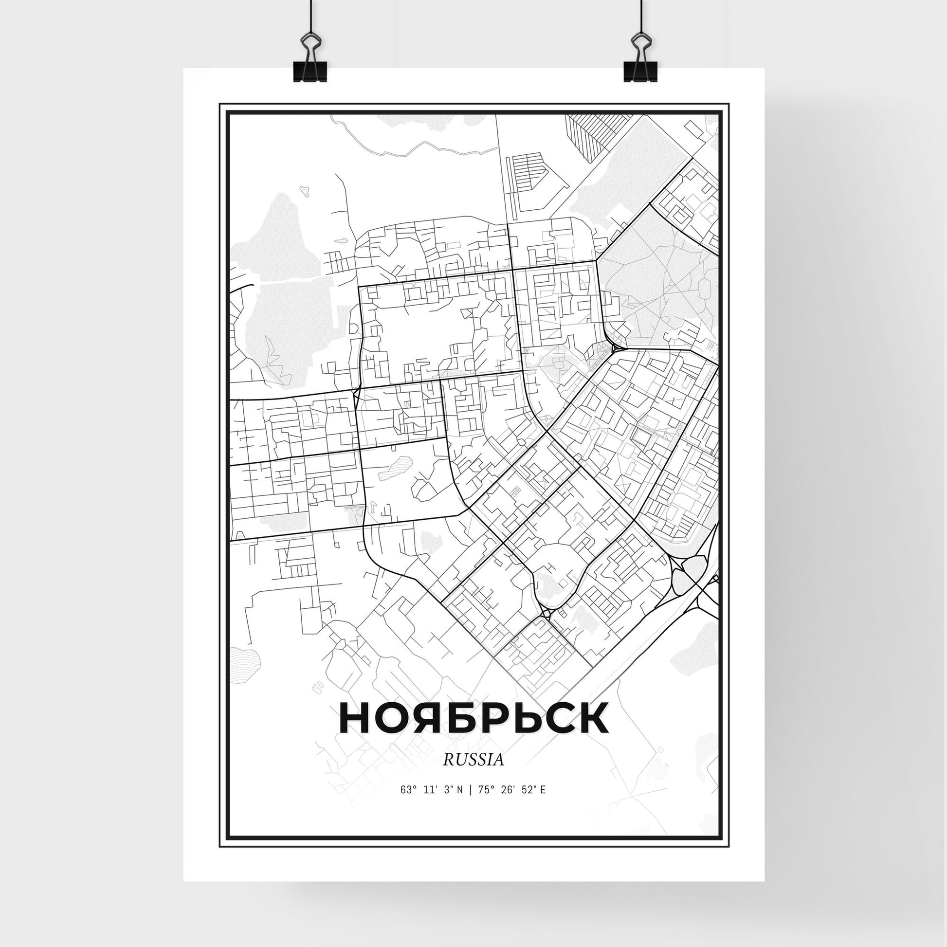 Noyabrsk Russia - Premium City Map Poster