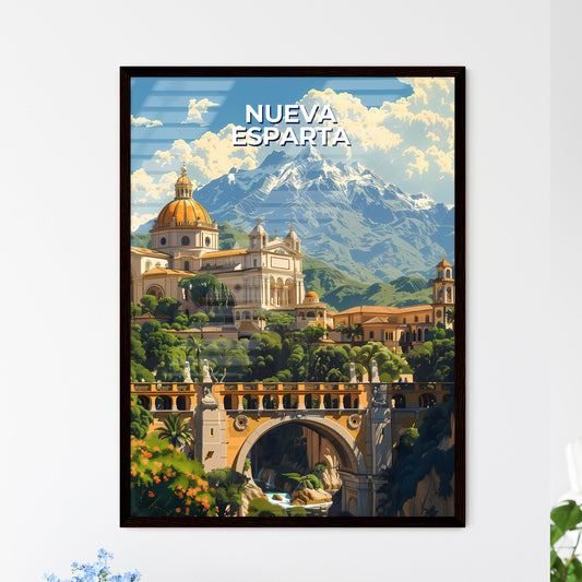 Nueva Esparta Modern Art with Vibrant Architecture, Bridge and Lush Nature Framed Art