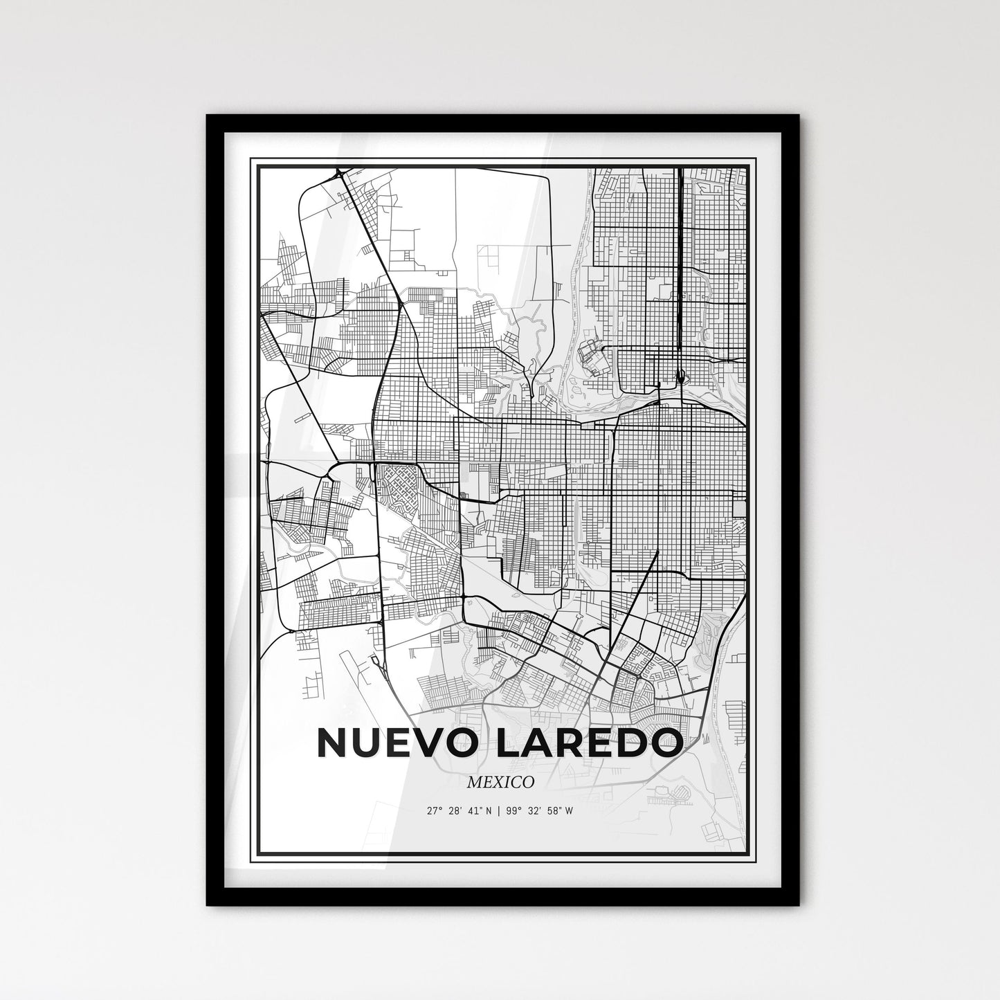 Nuevo Laredo Mexico - Scandinavian Style City Map for Modern Home Decor