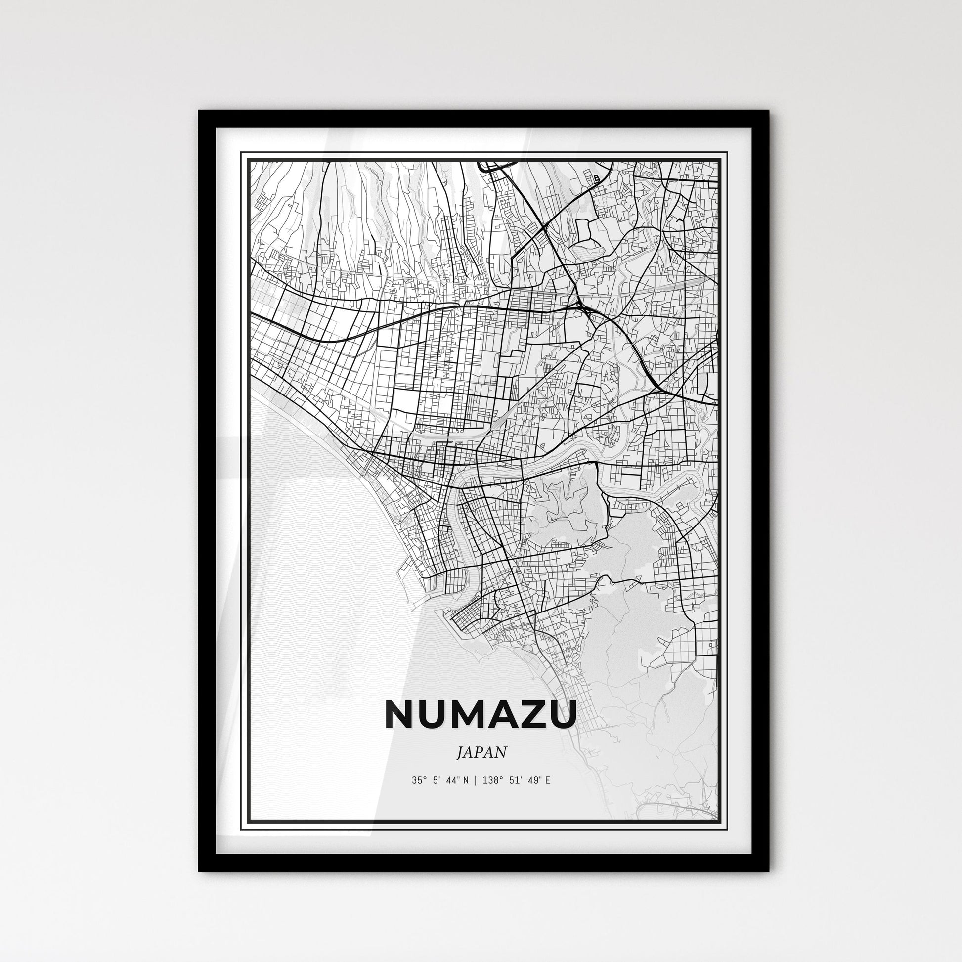 Numazu Japan - Scandinavian Style City Map for Modern Home Decor