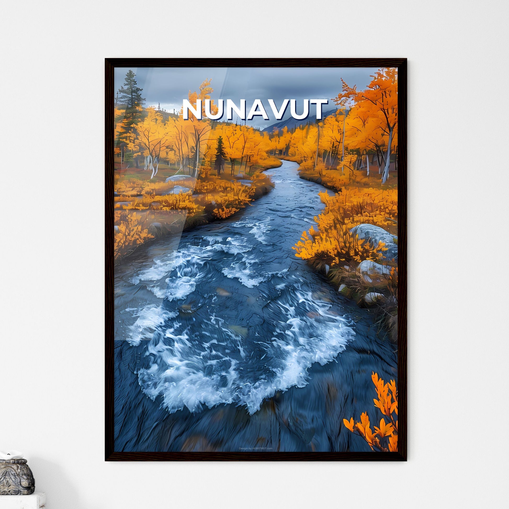 Vibrant Forest River Landscape Artwork, Nunavut, Canada