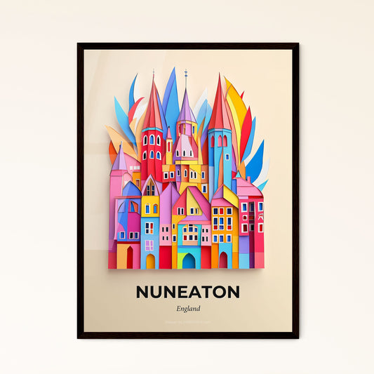 Vivid Nuneaton, England - a colorful castle with a cross on top of it