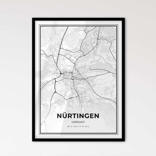 Nurtingen Germany - Scandinavian Style City Map for Modern Home Decor