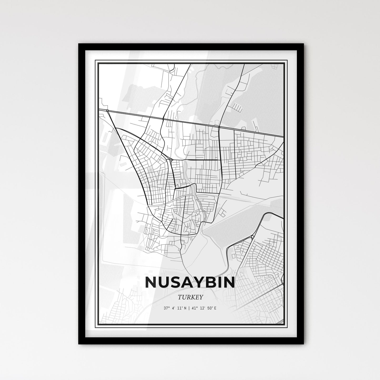 Nusaybin Turkey - Scandinavian Style City Map for Modern Home Decor