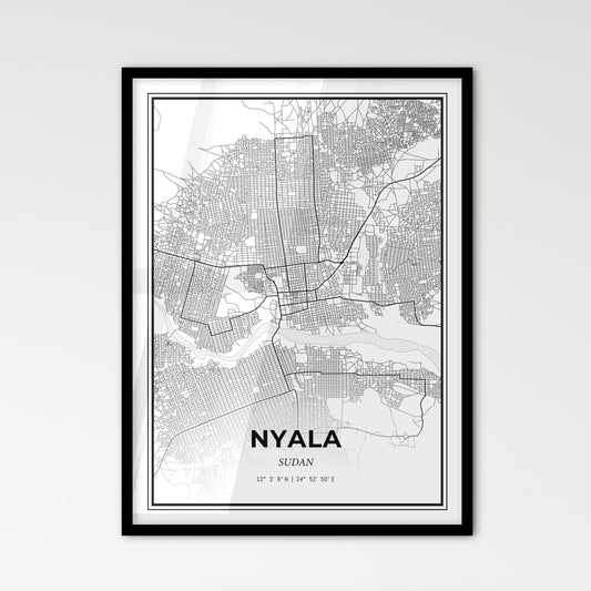 Nyala Sudan - Scandinavian Style City Map for Modern Home Decor