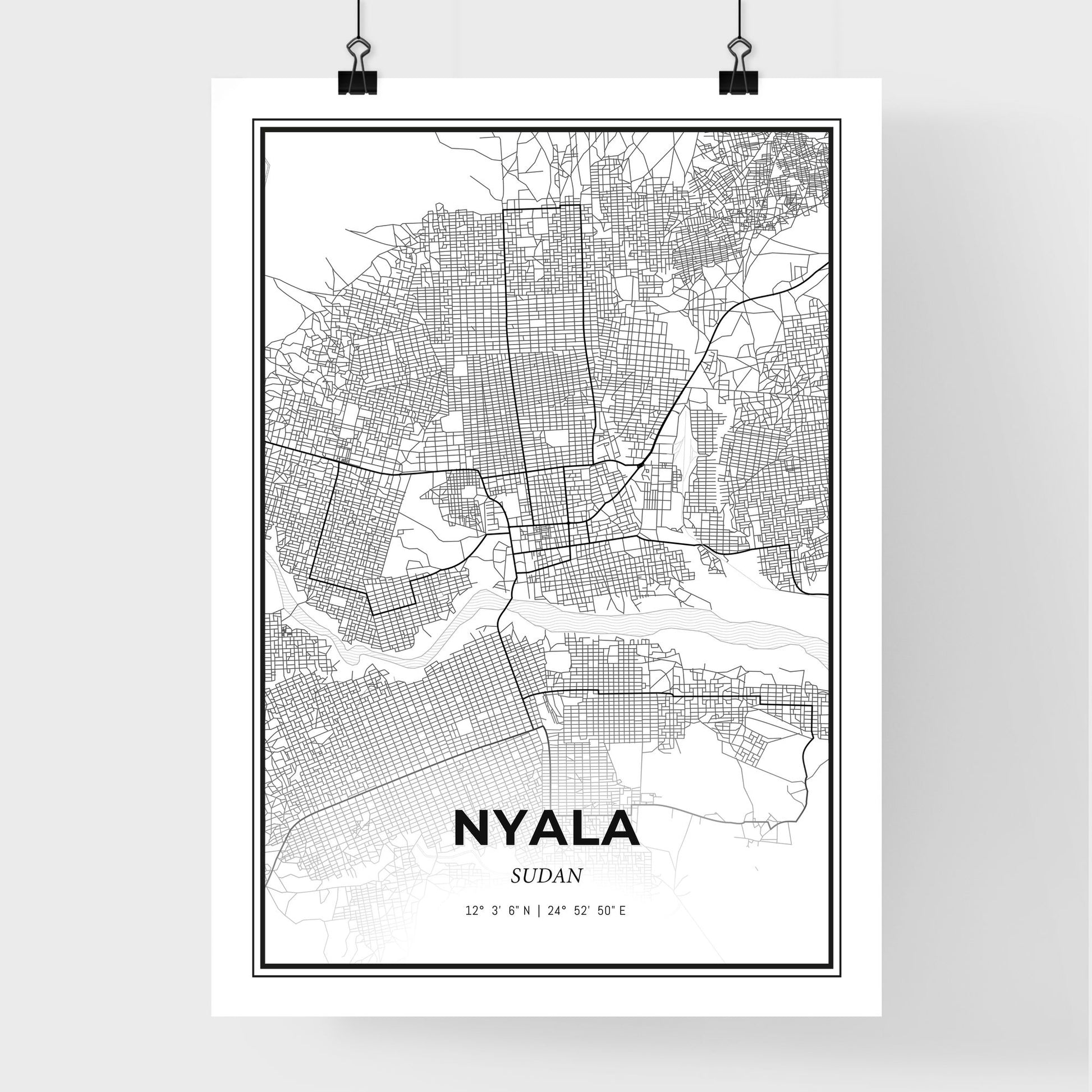 Nyala Sudan - Premium City Map Poster