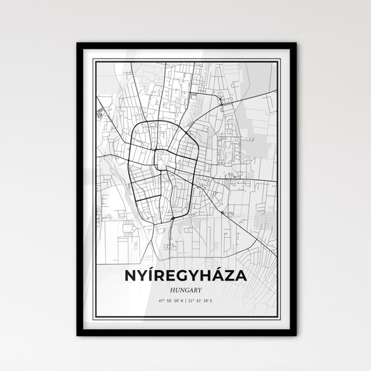 Nyíregyháza Hungary - Scandinavian Style City Map for Modern Home Decor