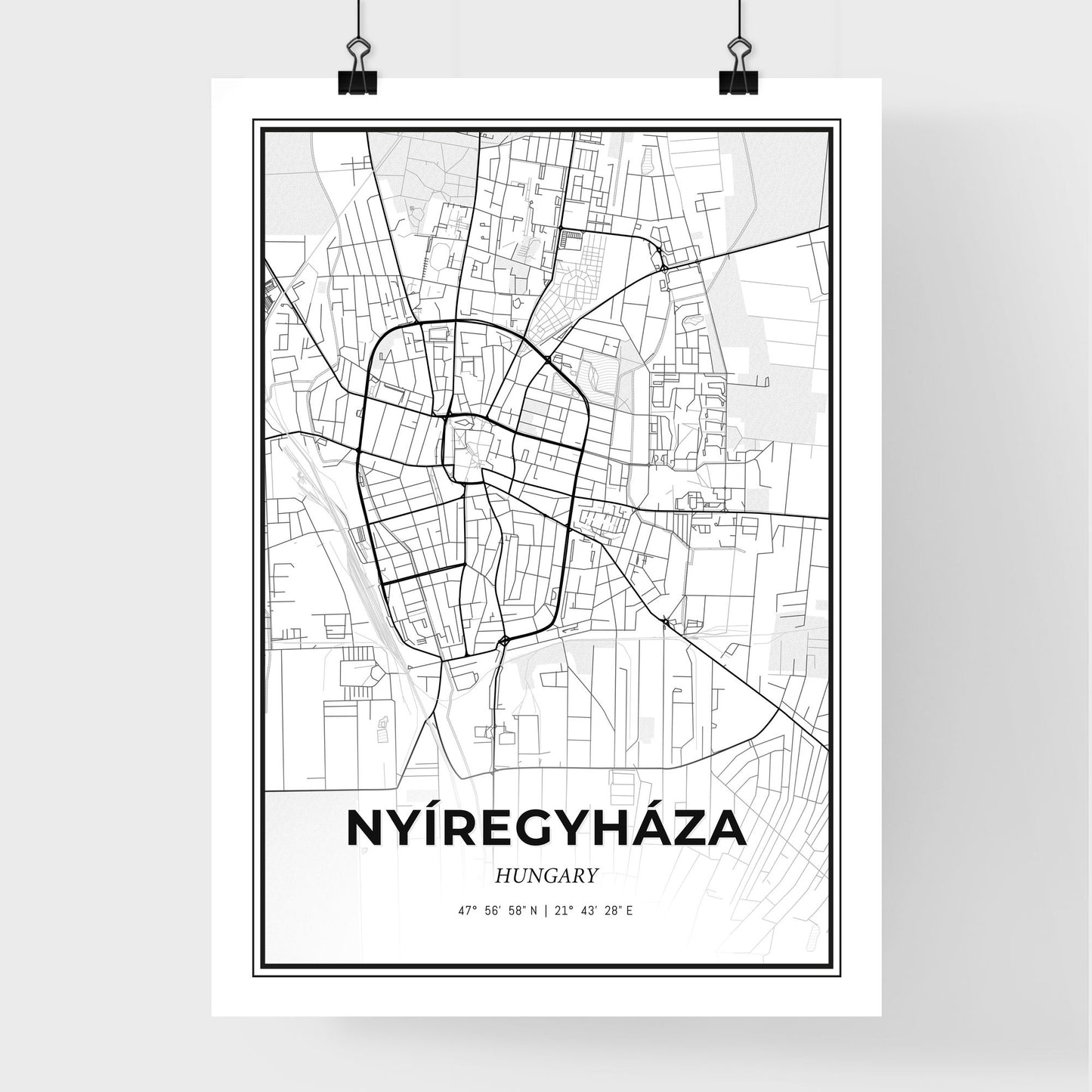 Nyíregyháza Hungary - Premium City Map Poster